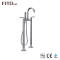 Traditional Polished Chrome Bath Shower Mixer Dual Handles Floor Stand Faucet